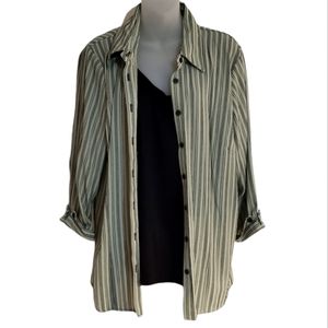 Gloria Lance Light Green & Black ButtonUp Shirt Attached Black Tank Top …